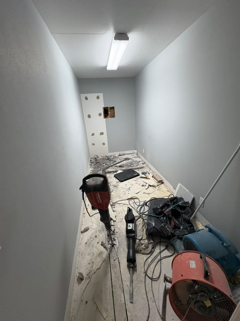 Concrete slab opened up to reach under-floor plumbing in Las Vegas